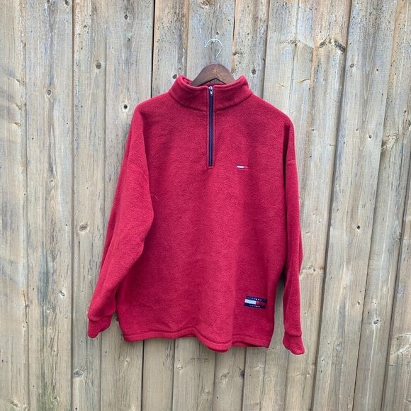 Vintage Tommy Hilfiger Fleece Jacket Large Red - Picture 3 of 6